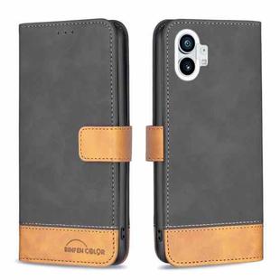 For Nothing Phone 1 BF11 Color Matching Skin Feel Leather Phone Case(Black)