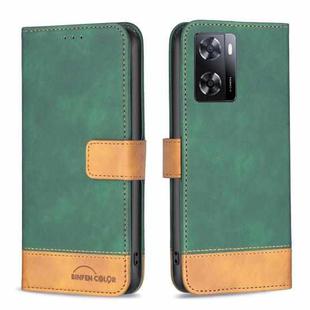 For OPPO A57 4G BF11 Color Matching Skin Feel Leather Phone Case(Green)