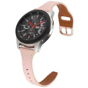 For Samsung Galaxy Watch5 40mm 22mm T-shape Genuine Leather Watch Band(Black+Black)