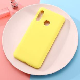 For Galaxy A70e Solid Color Liquid Silicone Dropproof Full Coverage Protective Case(Yellow)