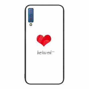 For Samsung Galaxy A7 2018 Colorful Painted Glass Phone Case(Red Heart)