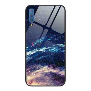 For Samsung Galaxy A7 2018 Colorful Painted Glass Phone Case(Starry Sky)
