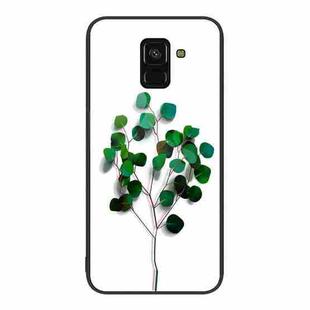 For Samsung Galaxy A8+ 2018 Colorful Painted Glass Phone Case(Sapling)