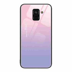For Samsung Galaxy A8+ 2018 Colorful Painted Glass Phone Case(Purple Sky)