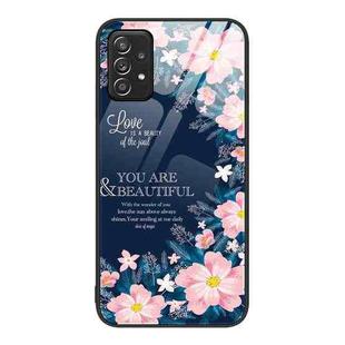 For Samsung Galaxy A52 Colorful Painted Glass Phone Case(Flower)