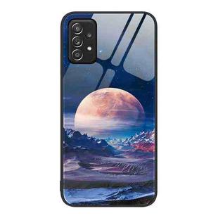 For Samsung Galaxy A52 Colorful Painted Glass Phone Case(Moon Hill)