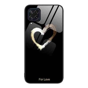 For Samsung Galaxy M32 Colorful Painted Glass Phone Case(Black Love)