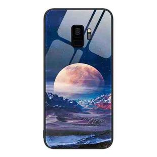 For Samsung Galaxy S9+ Colorful Painted Glass Phone Case(Moon Hill)