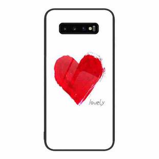 For Samsung Galaxy S10+ Colorful Painted Glass Phone Case(Love)