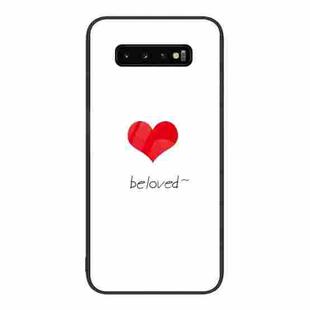For Samsung Galaxy S10+ Colorful Painted Glass Phone Case(Red Heart)