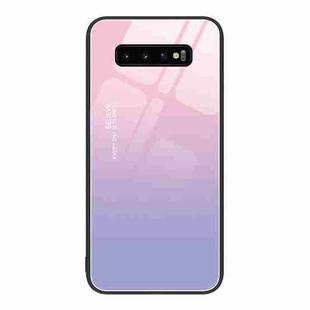 For Samsung Galaxy S10+ Colorful Painted Glass Phone Case(Purple Sky)