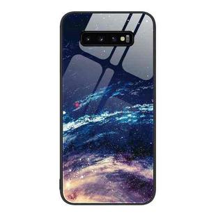 For Samsung Galaxy S10+ Colorful Painted Glass Phone Case(Starry Sky)