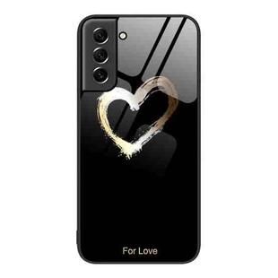 For Samsung Galaxy S21 5G Colorful Painted Glass Phone Case(Black Love)