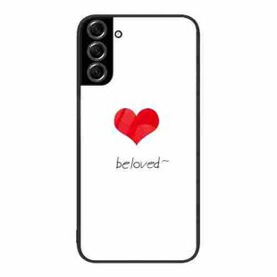 For Samsung Galaxy S22+ 5G Colorful Painted Glass Phone Case(Red Heart)