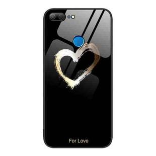 For Honor 9 Lite Colorful Painted Glass Phone Case(Black Love)