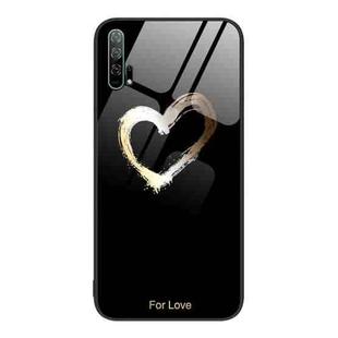 For Honor 20 Pro Colorful Painted Glass Phone Case(Black Love)