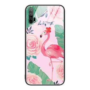For Honor 20 Pro Colorful Painted Glass Phone Case(Flamingo)