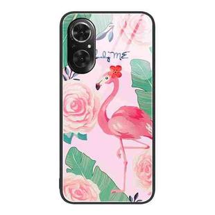 For Honor 50 SE Colorful Painted Glass Phone Case(Flamingo)