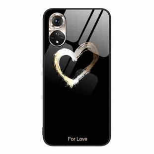 For Honor 50 Colorful Painted Glass Phone Case(Black Love)