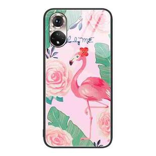 For Honor 50 Colorful Painted Glass Phone Case(Flamingo)