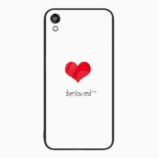 For Honor Play 3e Colorful Painted Glass Phone Case(Red Heart)