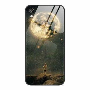 For Honor Play 3e Colorful Painted Glass Phone Case(Moon)