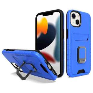 For iPhone 14 Plus Card Shield Magnetic Holder Phone Case (Royal Blue)