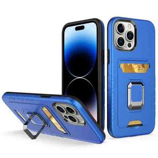 For iPhone 14 Pro Card Shield Magnetic Holder Phone Case(Royal Blue)