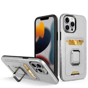 For iPhone 13 Pro Max Card Shield Magnetic Holder Phone Case (Silver)