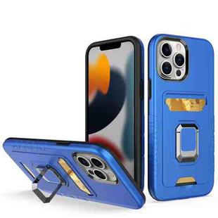 For iPhone 13 Pro Max Card Shield Magnetic Holder Phone Case (Royal Blue)