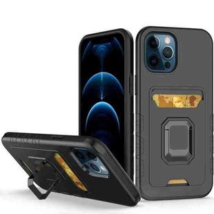 For iPhone 12 Pro Max Card Shield Magnetic Holder Phone Case(Black)