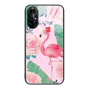 For Huawei nova 8 Pro 4G Colorful Painted Glass Phone Case(Flamingo)