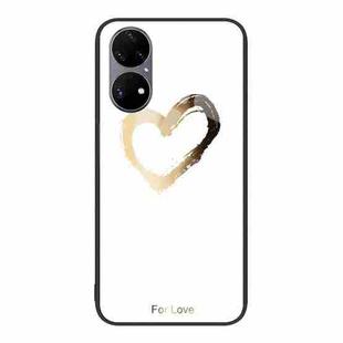 For Huawei P50 Pro Colorful Painted Glass Phone Case(Golden Love)