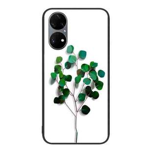 For Huawei P50 Pro Colorful Painted Glass Phone Case(Sapling)