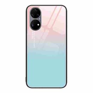 For Huawei P50 Pro Colorful Painted Glass Phone Case(Blue Sky)