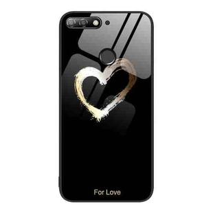 For Huawei Enjoy 8e Colorful Painted Glass Phone Case(Black Love)