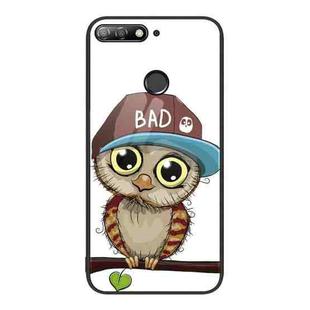 For Huawei Enjoy 8e Colorful Painted Glass Phone Case(Owl)