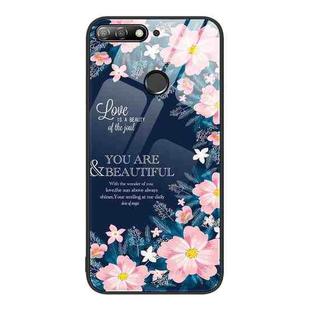For Huawei Enjoy 8e Colorful Painted Glass Phone Case(Flower)