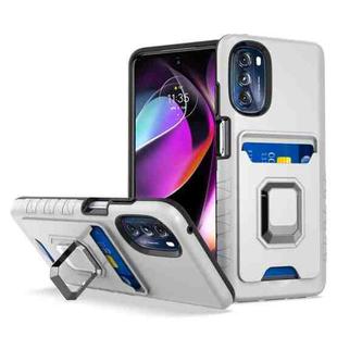 For Motorola Moto G 5G Card Shield Magnetic Holder Phone Case(Silver)