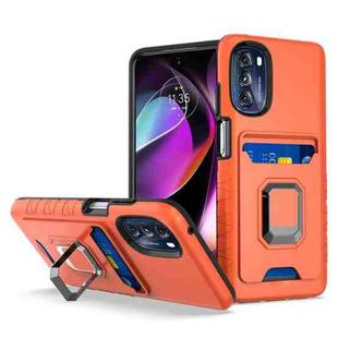 For Motorola Moto G 5G Card Shield Magnetic Holder Phone Case(Orange)