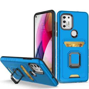 For Motorola Moto G Stylus 5G Card Shield Magnetic Holder Phone Case(Royal Blue)