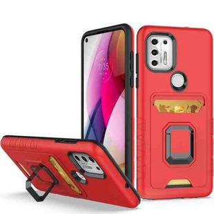 For Motorola Moto G Stylus 5G Card Shield Magnetic Holder Phone Case(Orange)