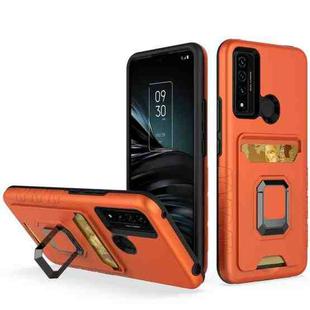 For TCL 20 XE Card Shield Magnetic Holder Phone Case(Orange)