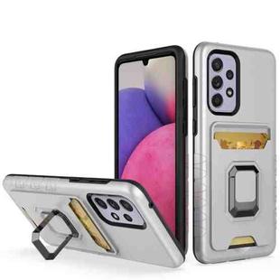 For Samsung Galaxy A33 5G Card Shield Magnetic Holder Phone Case(Silver)
