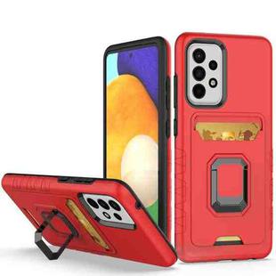 For Samsung Galaxy A52 Card Shield Magnetic Holder Phone Case(Orange)