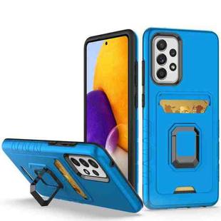 For Samsung Galaxy A72 Card Shield Magnetic Holder Phone Case(Royal Blue)