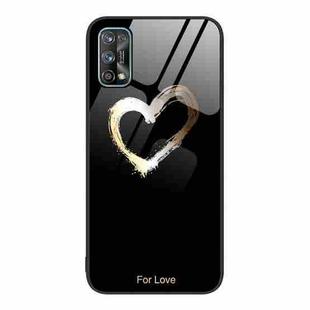 For Realme 7 Colorful Painted Glass Phone Case(Black Love)