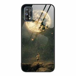 For Realme 7 Colorful Painted Glass Phone Case(Moon)