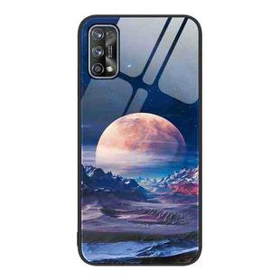 For Realme 7 Colorful Painted Glass Phone Case(Moon Hill)
