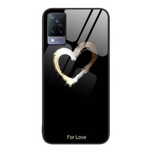 For vivo V21 Colorful Painted Glass Phone Case(Black Love)